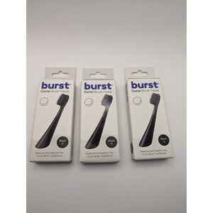 3 Packs Burst Curve Sonic Toothbrush Replacement Heads Black Super Soft Bristles